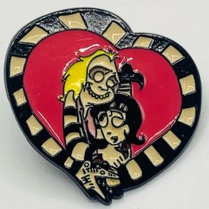 Beetlejuice & Lydia Sandworm Heart Enamel Pin